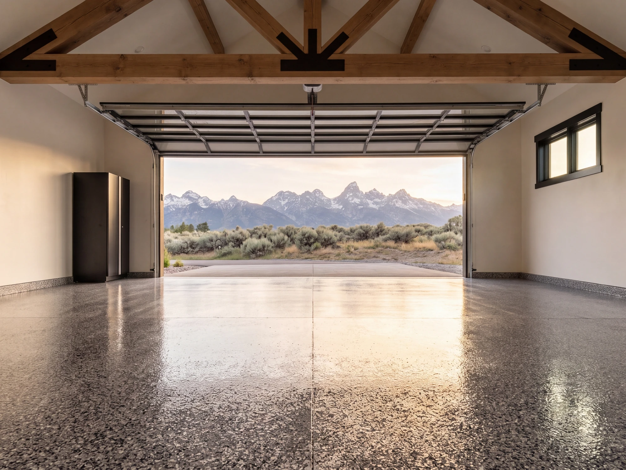 Charcoal flake epoxy garage floor